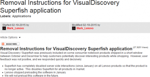 Lenovo kündigt Tool zum Entfernen von Superfish an (Update #2)