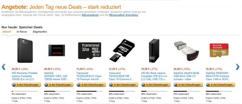 Amazon Blitzangebote: Speichermedien, SD-Karten, externe Festplatten, SSD, NAS und mehr