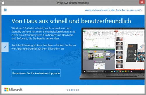 Windows 10: Reservierung für kostenloses Upgrade gestartet