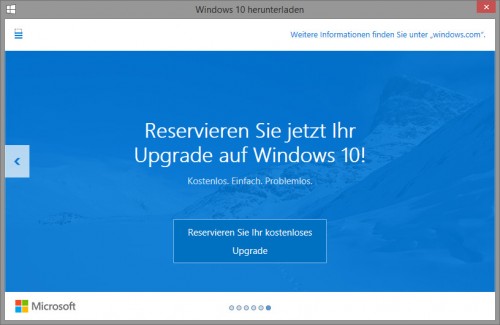 Windows 10: Reservierung für kostenloses Upgrade gestartet