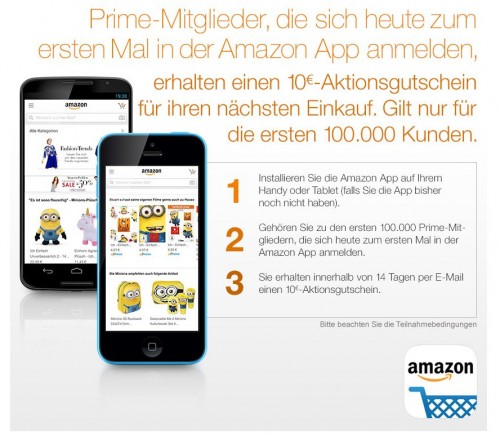 Amazon Prime Day: 10-Euro-Gutschein für App-Neulinge