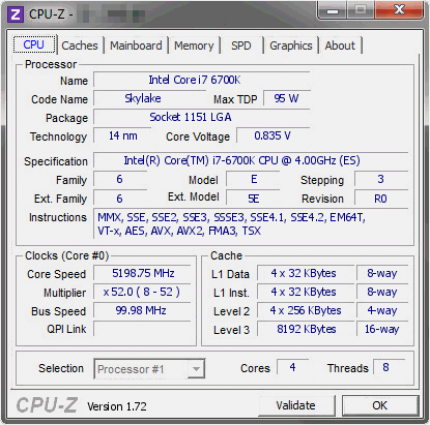 Intel Core i7-6700K: Skylake-CPU auf 5,2 GHz übertaktet