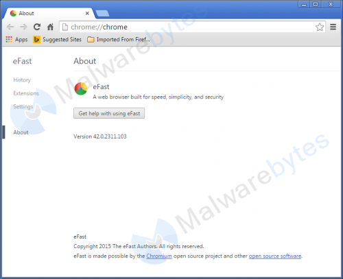 Adware: eFast-Webbrowser ersetzt und imitiert Chrome-Browser