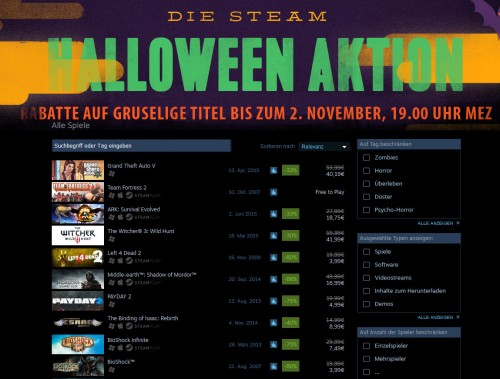 Steam: Halloween-Aktion mit zahlreichen Rabatten und neuer Nutzerrekord