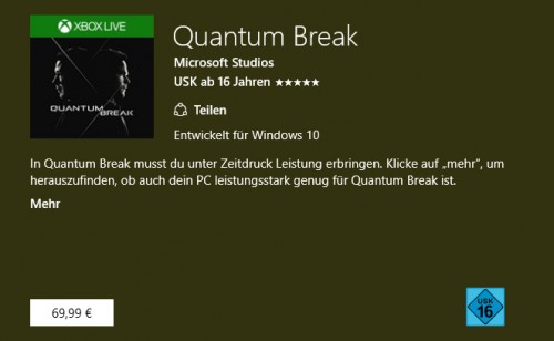 Quantum Break: PC-Version kostet so viel wie die Konsolenversion