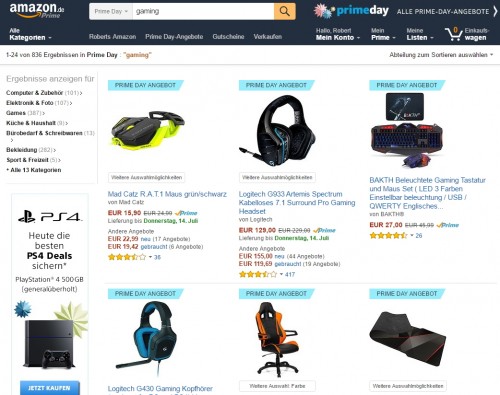 Amazon Prime Day: Paradies für Gamer mit Suchfunktion für Schnäppchen