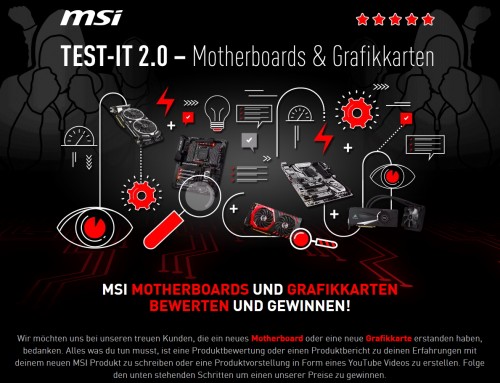 MSI Test-It 2.0: Produkte bewerten und aktuelle Hardware gewinnen