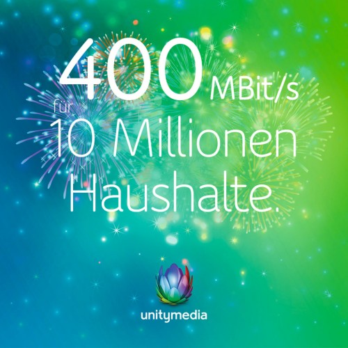 Unitymedia: 400-MBit/s-Anschlüsse für mehr als 10 Millionen Haushalte