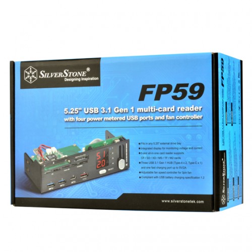 SilverStone FP59: 5,25-Multifunktions-Panel mit USB-Typ-C-Anschluss