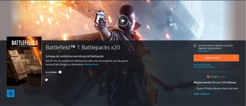 Battlefield 1: Battlepacks für Echtgeld sind zurück - Pay2Win-Aspekt in 130-Euro-Spiel