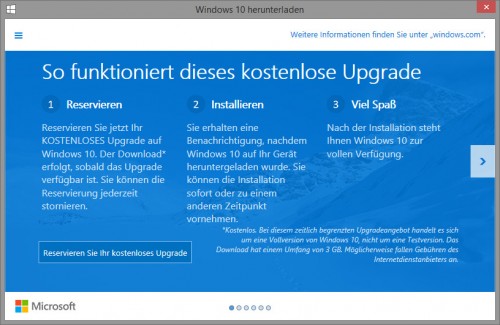 Windows 10 upgrade fenster