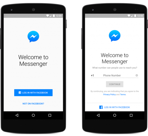 Messenger sign up android