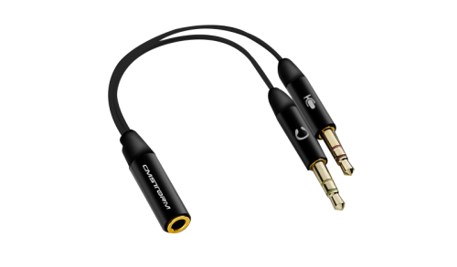 05. A splitter cable lets you use both the earphones and microphone in any computer