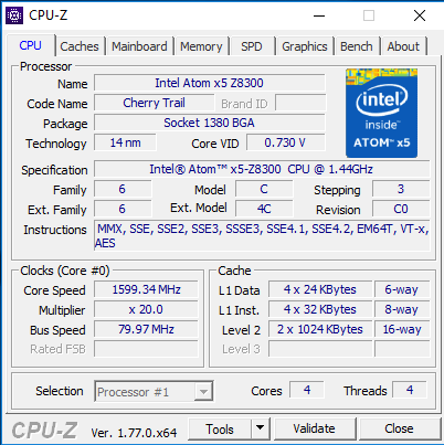 Wintel CPU Z 7 Greenshot