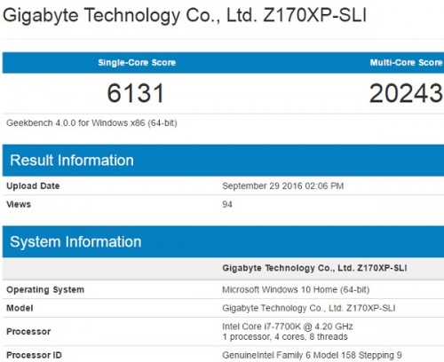 Intel Core i7 7700K Benchmarks
