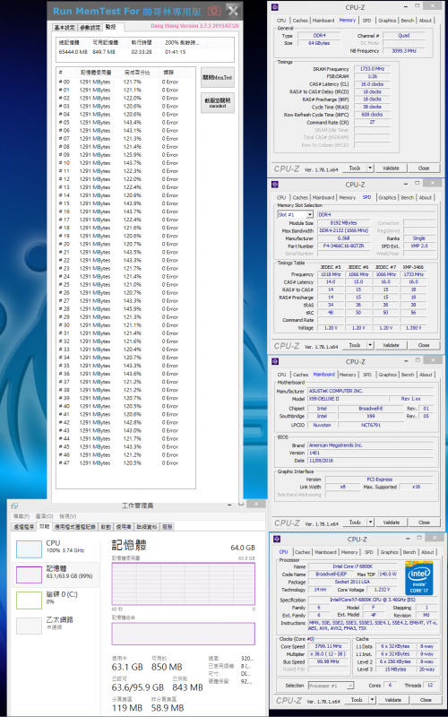 TridentZRGB 64GB 3466MHz CL16 X99