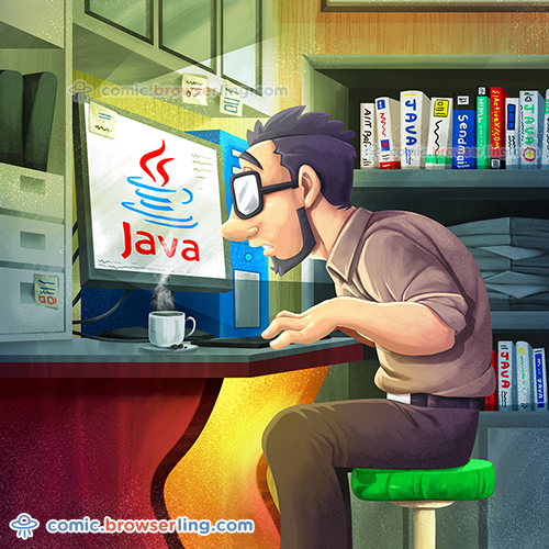 Why do Java developers wear glasses? ... Because they don't C#.

For more nerd comics visit https://comic.browserling.com. New jokes about programming, web and browsers every week!
