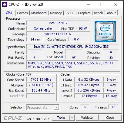Intel Core i7-8700K: Hohe Overclocking-Werte mit bis zu 7,40 GHz
