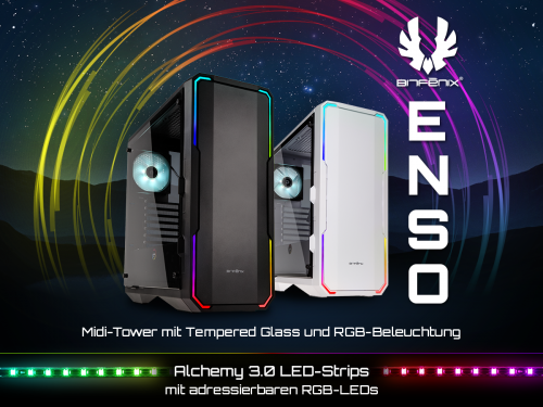 BitFenix Enso: Sehenswerter Midi-Tower und RGB-Alchemy-3.0-Strips