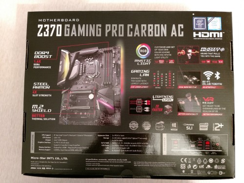 2. MSI Z370 Gaming Pro Carbon AC Verpackung Rückseite