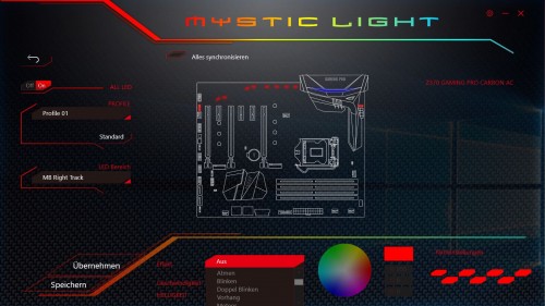 602. MSI Mystic Light Auswahl Effekte