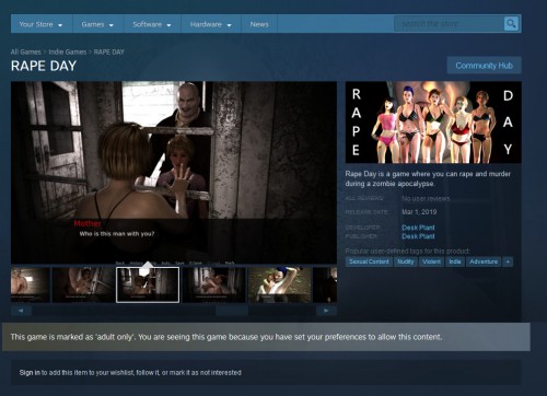 Rape Day: Vergewaltigungsspiel von Steam entfernt