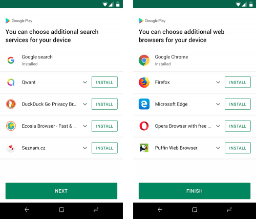 Android: Informationen zu alternativen Browsern und Suchmaschinen