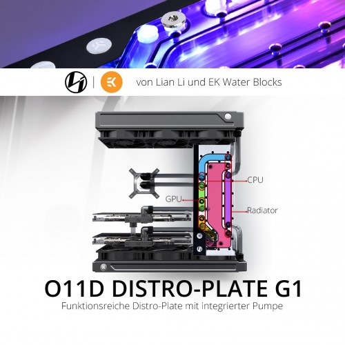 Lian Li O11D Distro Plate G1: Verteilerplatte mit integrierter Pumpe