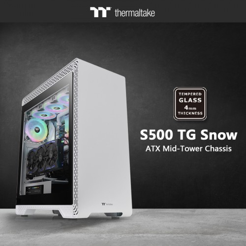 Thermaltake S500 Tempered Glass Snow Edition Mid Tower Chassis 1
