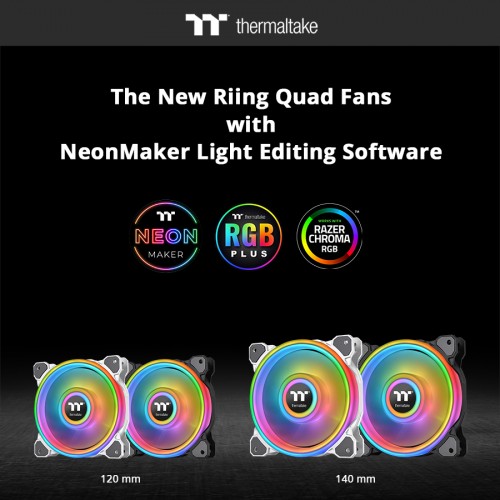 Thermaltake Riing Quad 1214 Black and White Radiator Fans and NeonMaker Light Editing Software 1