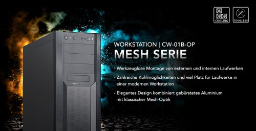 Chieftec CW-01B-OP: Neues Workstation-Gehäuse der Mesh-Serie