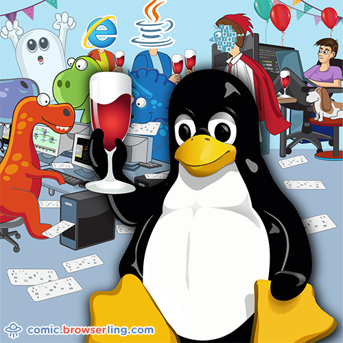 Happy 25th Birthday, Linux!

For more Chrome jokes, Firefox jokes, Safari jokes and Opera jokes visit https://comic.browserling.com. New cartoons, comics and jokes about browsers every week!