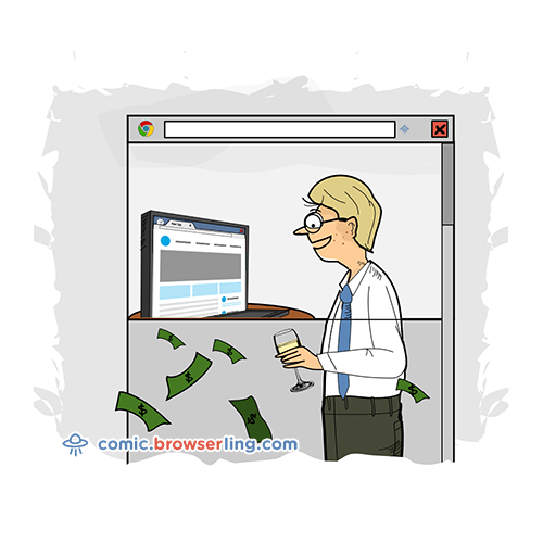 Web design is a lot like Vegas. What happens below the fold stays below the fold.

For more Chrome jokes, Firefox jokes, Safari jokes and Opera jokes visit https://comic.browserling.com. New cartoons, comics and jokes about browsers every week!