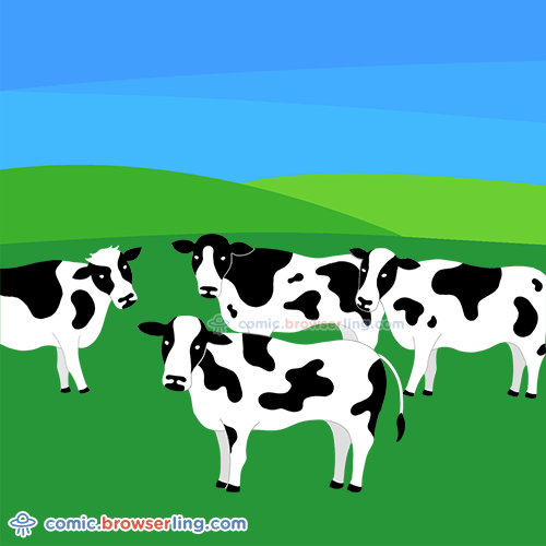 Greek cows say μ.

For more Chrome jokes, Firefox jokes, Safari jokes and Opera jokes visit https://comic.browserling.com. New cartoons, comics and jokes about browsers every week!