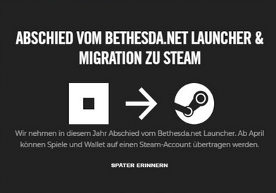 Bethesda stellt eigenen Launcher ein und bietet Migration zu Steam an