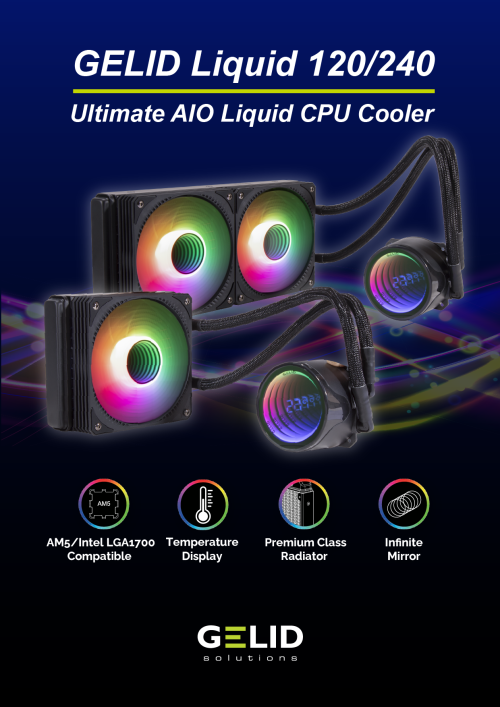 Gelid Liquid 240 Ultimate: AiO-Wasserkühlung für Intel- und AMD-CPUs mit RGB-Beleuchtung
