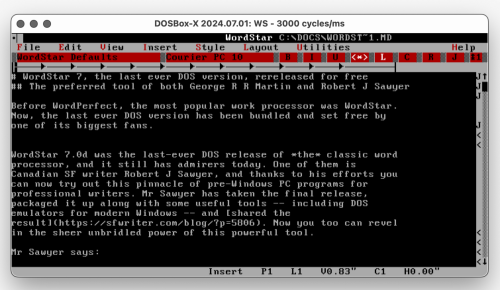 WordStar 7: Ein Klassiker für Schriftsteller kehrt mit DOS-Emulator zurück